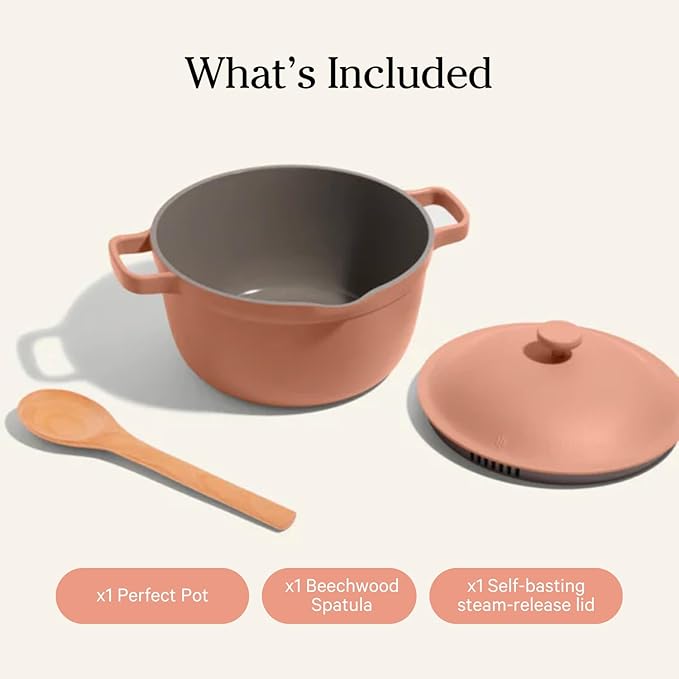 Our Place Mini Perfect Pot | 2.5 Qt Ceramic Pot with Lid & Spatula | Patented 8-in-1, PFAS-Free Nonstick, Non-Toxic Cookware | Induction & Oven-Safe up to 450°F | Spice