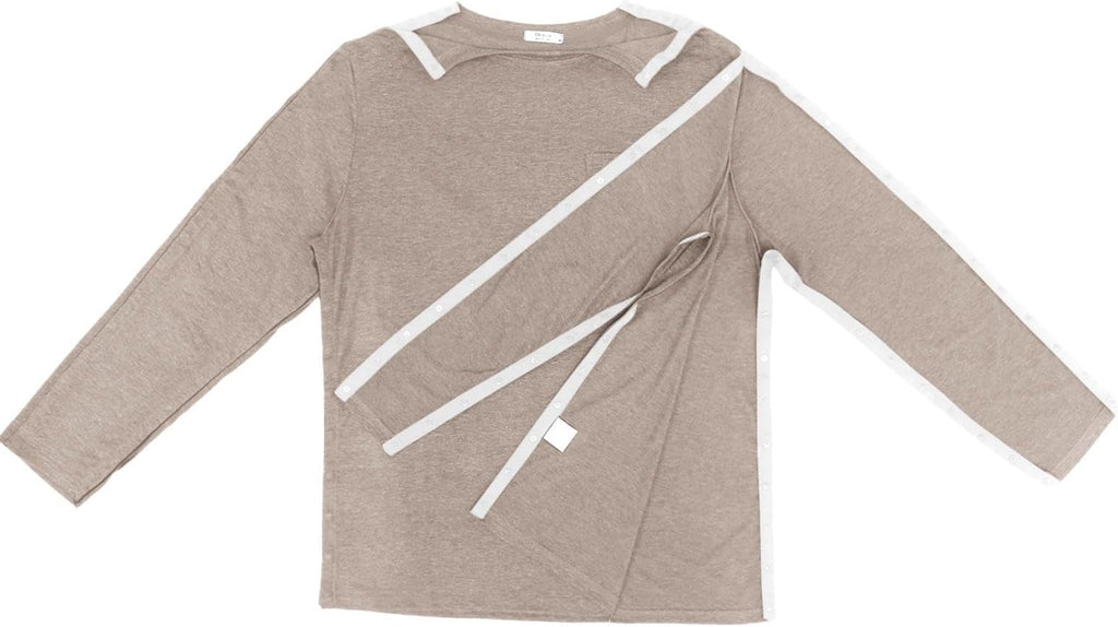 Deyeek Men's Post Shoulder Surgery Recovery Shirts Full Tear Away Long Sleeve Snap Chemo Port Access Shirt