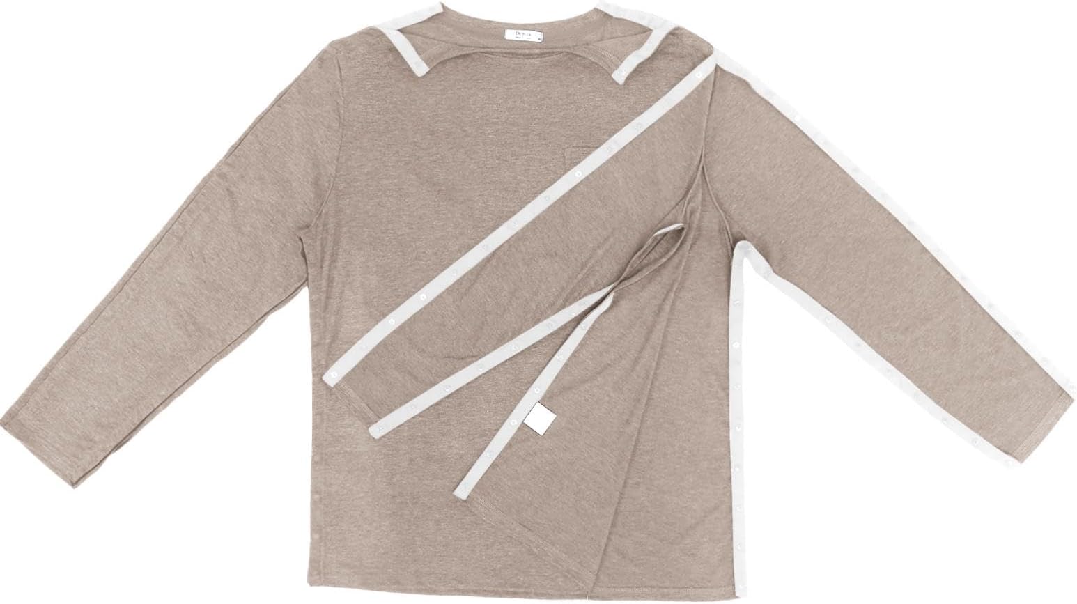 Deyeek Men's Post Shoulder Surgery Recovery Shirts Full Tear Away Long Sleeve Snap Chemo Port Access Shirt