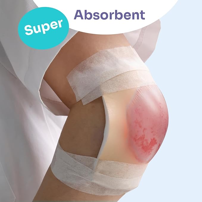Conkote 10 Pack Foam Dressings Sterile Non-Adhesive Pads for Exudating Wounds 4"x4", FSA or HSA Highly Absorbent Waterproof Dressings for Wound Care, Ulcers, Post Op Trauma, Injuries, Burn