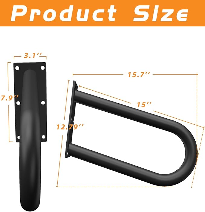Handrails for Outdoor Step Black Safe Grab Bar Railing U Shaped Pipe Metal Handrail Hand Railing Stair Indoor or Outdoor Stair Hand Railing Wall-Mount Used Walls for Garage Porch Patio Garden Entrance