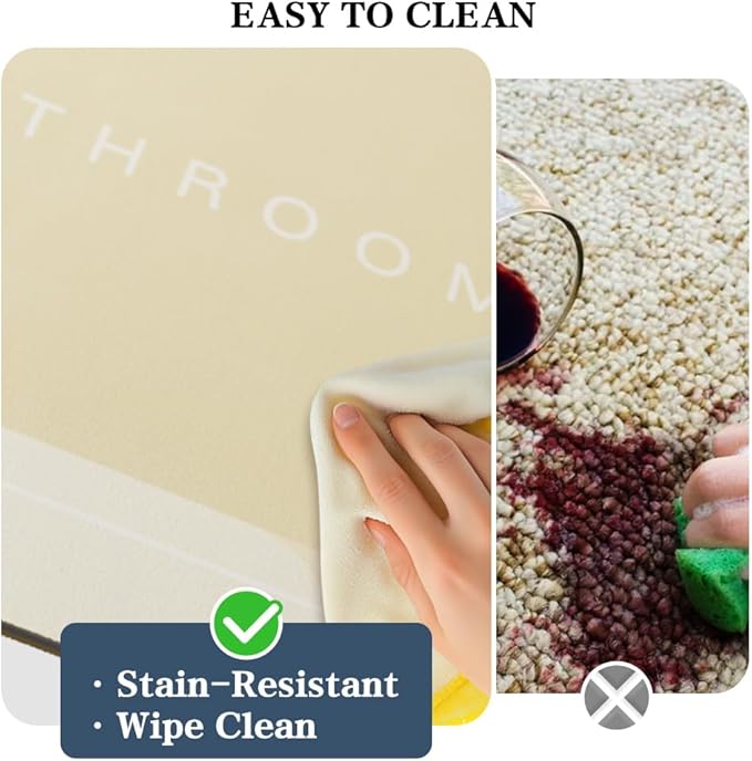Bath Mat, Bathroom Mat Rugs Super Absorbent Shower Mats Non Slip Quick Dry Thin Rubber Mats for Bathroom Floor Fit Under Door, Shower Rug for Bathtub, Shower, Beige