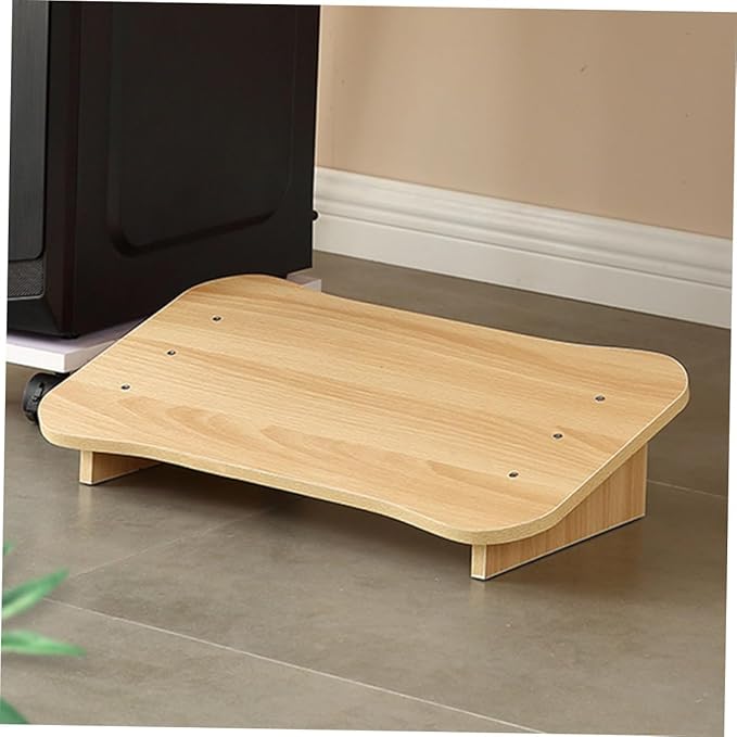 VILLCASE Natural Wood Step Ladder Footrest Under Desk Ergonomic Tilted Foot Stool for Office and Home with Smooth Surface and Comfortable Support