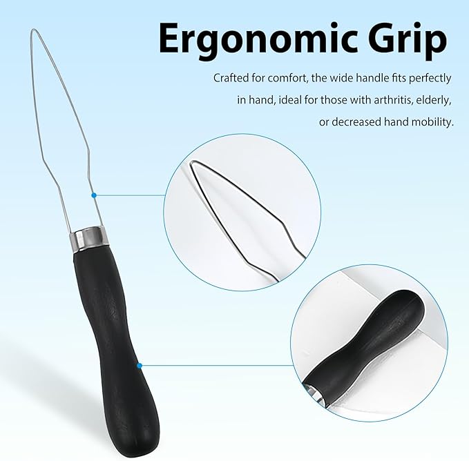 4pcs Button Hook Assist Device with Easy-Grip Handle for Shirts, Coats, Dresses - Ideal Button Aids for Arthritis & Limited Dexterity Black