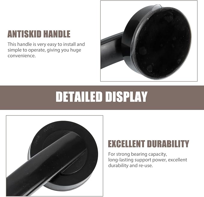 Housoutil No Drilling Shower Handle, 2PCS Powerful Suction Cup Bathroom Handles, Glass Door and Window Grab Bar for Bathroom Sliding Doors, Cabinets, Wardrobes