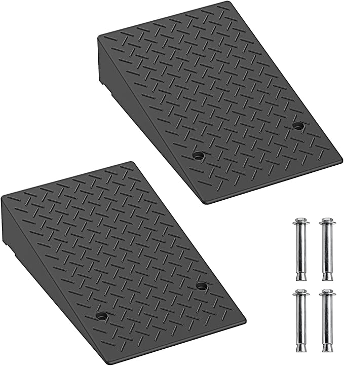 5.9" Rise Rubber Threshold ramp for Doorway/Cars, Step/Stair Rubber ramp with with Non-Slip Surface for wheelchairs/Curb/shed, 2200Pounds Load Capacity.