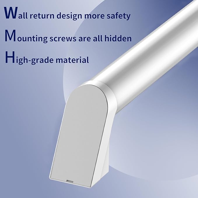 2 FT Handrails for Indoor Stairs,Railings，Outdoor Stairs Handrail，Modern Aluminum Handrail Set, Wall Mounted，Wall Return Bracket More Safety, Rust Free. (Anodized Silver, 2 FT)