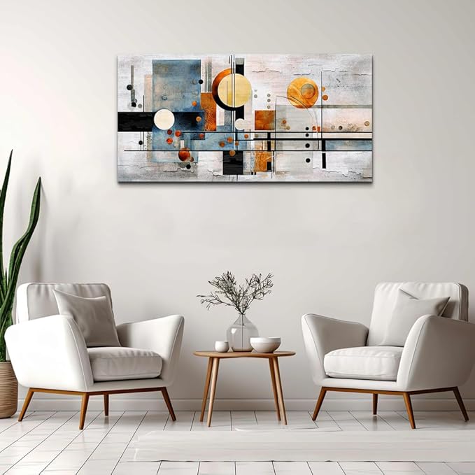 MHARTK66 Boho Wall Art For Living Room Wall Decorations For Office Bedroom Home Wall Decor Color Block Line Pictures Canvas Prints Abstract Pictures Artwork Hotel Room Decor Ready To Hang