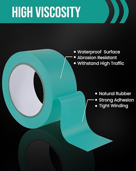Lichamp 6 Rolls Vinyl Tape, Premium Safety Marking and Traffic Floor Marking Tape, Bundling, Social Distancing, 4 Inch x 36 Yards per Roll, 216 Total Yards, Green