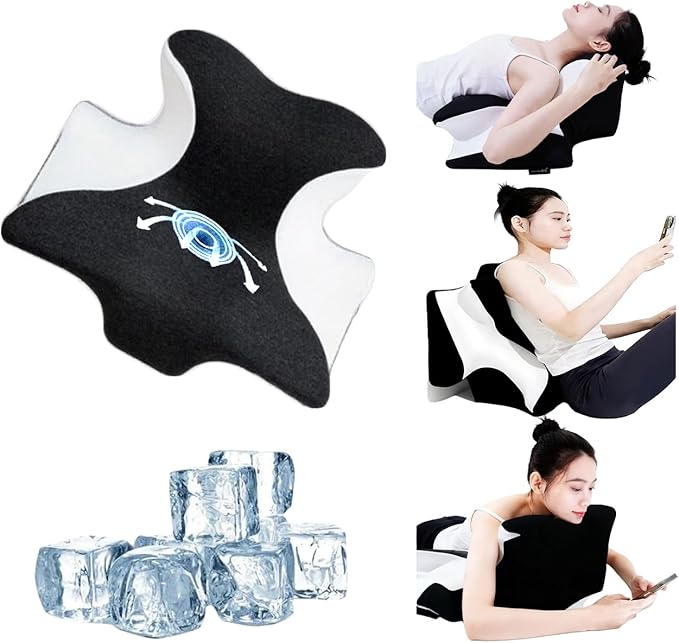 Bed Rest Reading Pillow，Chin and Back Support Pillow，Headboard Wedge Pillow，Ergonomic Memory FoamLying, Reclining, and Prone Sleepers，Sitting up Pillow，Relieve Neck/arm Pain-Black