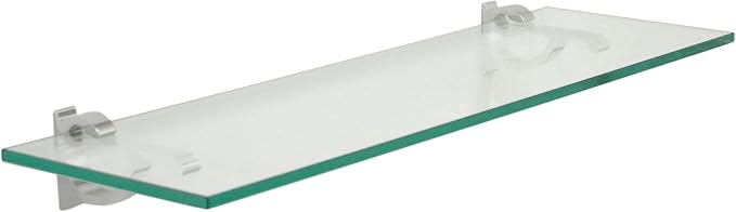 Spancraft Clear Floating Glass Shelf 8" X 36" in Chrome