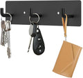 RELBRO Key Holder Wall Mount, Small Metal Self Adhesive Key Rack with 3 Hooks, 2 Installation Options, Black