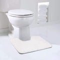 Walensee Bathroom Contour Rug (20x24, Ivory) Non Slip Bath Mat Water Absorbent Soft Microfiber Shaggy Bathroom Mat Machine Washable Bath Rug U Shape Toilet Rug