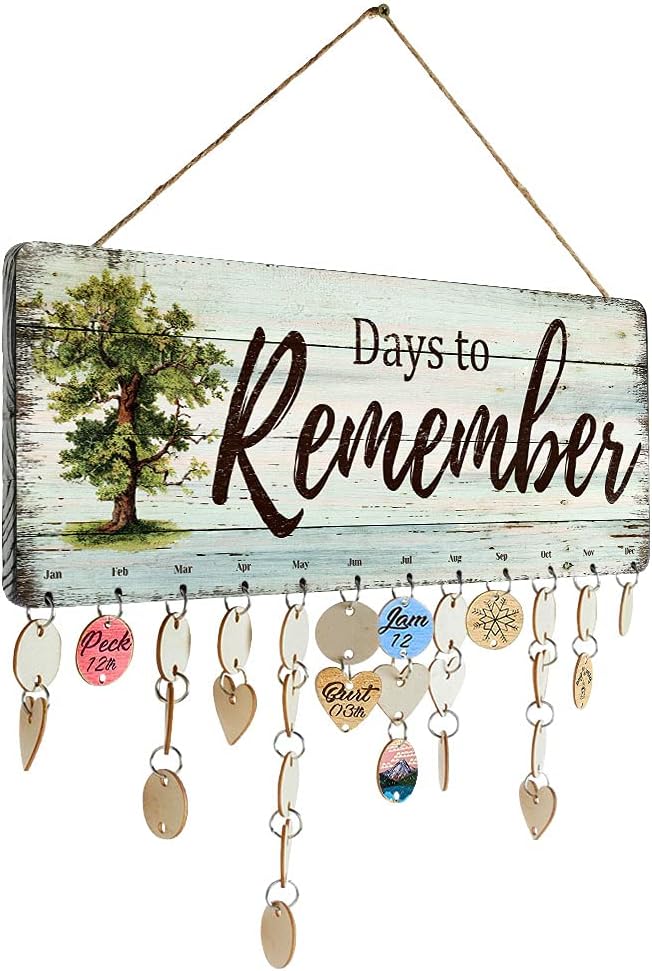 Grandma Gifts - DIY Wood Family Birthday Reminder Calendar - Days to Remember - Hanging Board for Important Dates Tracker Home Decorative Plaque Sign