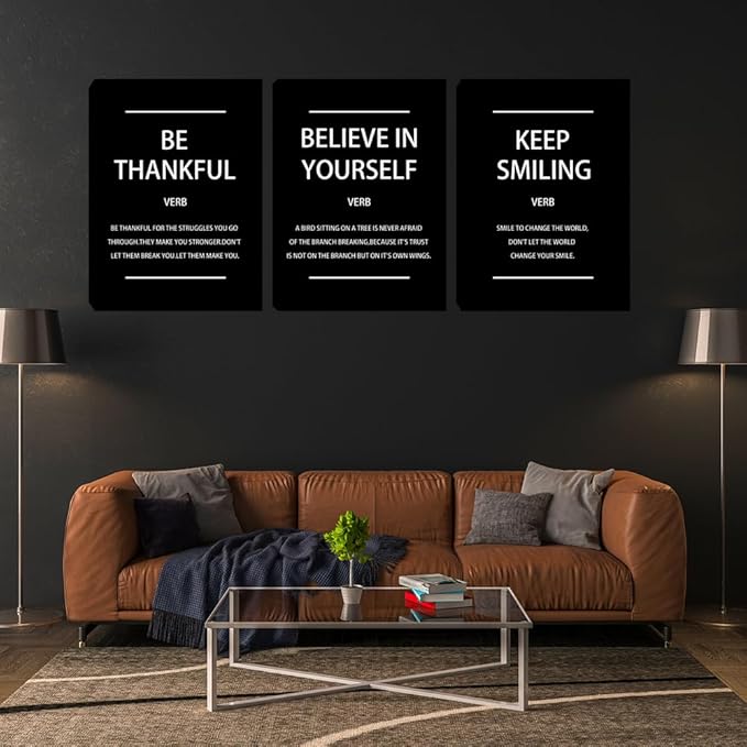 Inspirational Wall Art Canvas Print Office Decor Set of 3 Inspiring Framed Canvas Prints Motivational Posters Quotes Artwork Modern Wall Art Decoration Ready to Hang 16"x24"x3