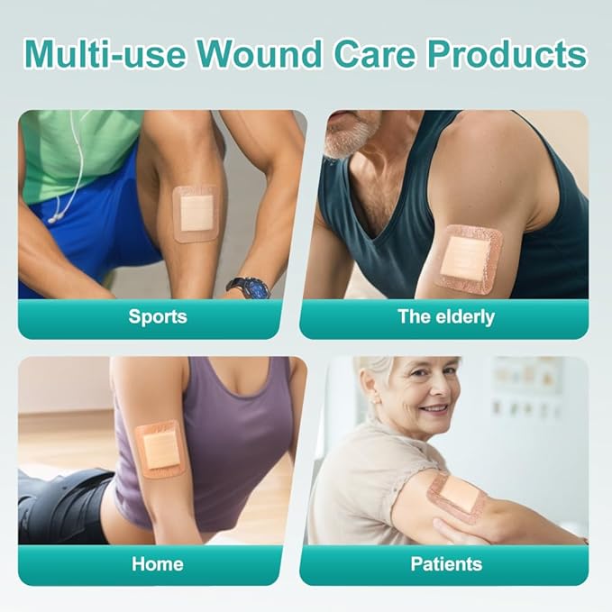 Dimora Silicone Foam Dressing 3x3 inch with Border 20 Pack, Wound Bandage, Gentle Adhesive Waterproof Pads for Sensitive Skin Wound Care 7.5x7.5 cm