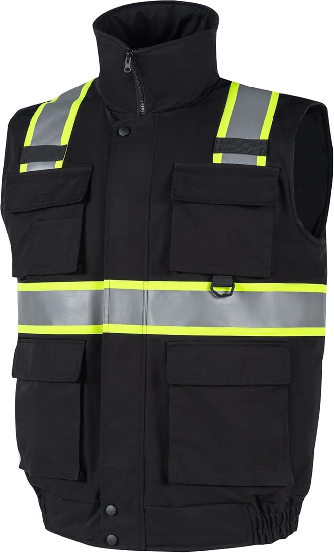 VENDACE Safety Vest High Visibility Reflective Fleece Winter Vest for Men with Pockets Hi Vis Construction Work Vest