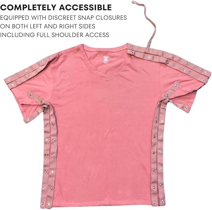 Inspired Comforts Unisex Post Surgery & Rehab V Neck Dual Access Snap Shirt