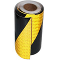 Reflective Tape Yellow and Black 20 inch Wide, Outdoor Waterproof Hazard Conspicuity Warning Industrial Marking Tape (66 feet)