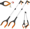 32" Grabber Reacher Tool, 2-Pack Foldable Reacher Grabber Pickup Tool with 360° Anti-Slip Rotating Jaw & Magnet, Mobility Aid Reaching Assist Tool for Trash Pick Up, Lightweight Grabber Tool