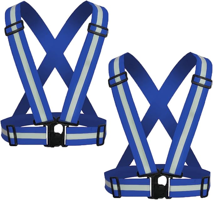 Reflective Safety Vest 2pcs - High Visibility Vest Adjustable Straps for Outdoor Jogging, Cycling, Walking and Riding