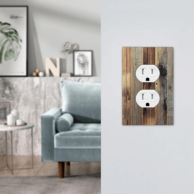 Barn Brown Wood Rustic Weathered Wood Print Outlet Covers 1 Gang Duplex Light Switch Cover Decorative Switch Plates Electrical Receptacle Faceplate Wall Plate for Farmhouse Home Decor