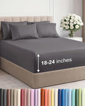 Extra Deep King Sheet Set - 6 Piece Breathable and Cooling Sheets - Hotel Luxury Bed Sheets Set - Easy & Secure Fit - Soft, Wrinkle Free and Comfy Sheets Set - Grey Sheet Set with Extra Deep Pockets