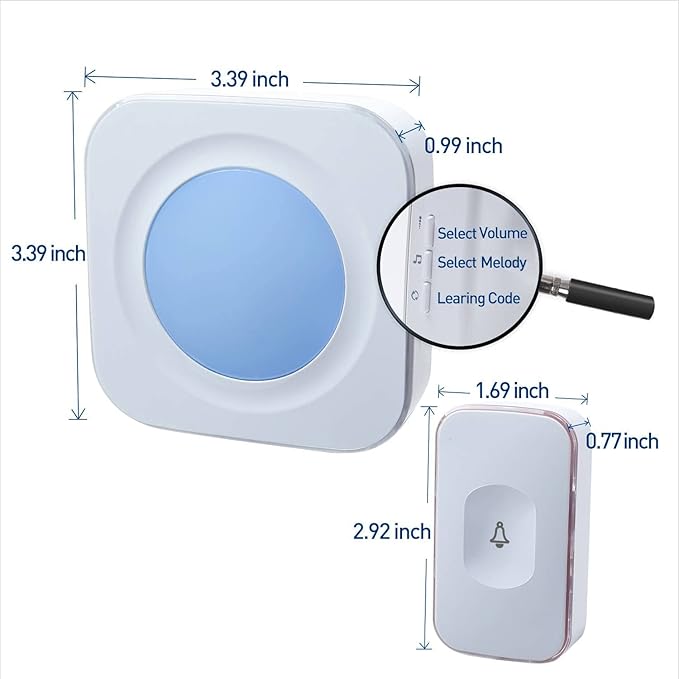 Wireless Doorbell 1200 Feet Waterproof Doorbells for Home with 36 Melodies 4 Volume levels, Flash Led Light (1 Receiver&1 Touch Button White)