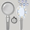 45X Magnifying Glass with Light, 1200mAh USB Rechargeable, 6 Light Modes, 4.6" Large Handheld Magnifier for Low Vision Seniors with Macular Degeneration, Reading, Jewelry, Coins - Grey