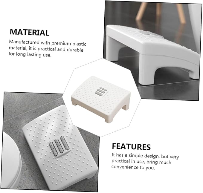 Household Footstool White with Massage Rollers Office Foot Rest Stool Ergonomic Foot Support Step for Improved Leg and Back Comfort