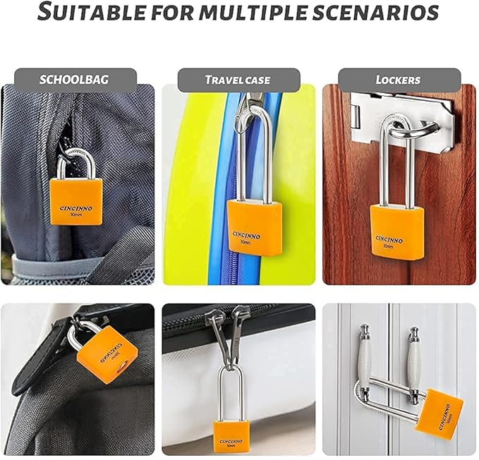 Covered Aluminum Key Lock, Extra Long Shackle Pad Lock with Same Key for Sheds, Storage Unit, School Gym Locker, Toolbox, 12 Pack