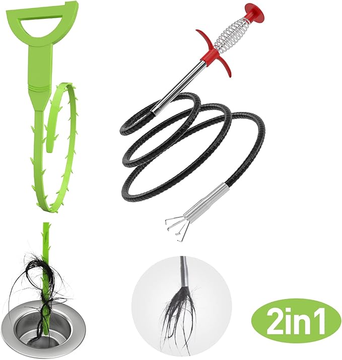 DR.PEN Flexible Grabber Claw Pick Up Reacher Tool (Drain Clog Remove Tool), With 4 Claws Bendable Hose Pickup Reaching Assist Tool for Litter Pick, Home and Kitchen Sink, Drains, Toilet (63 inch)