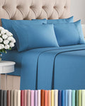 Full 6 Piece Sheet Set - Cooling & Breathable Bed Sheets - Hotel Luxury Bed Sheets for Women, Men, Kids & Teens - Bedding with Deep Pockets & Easy Fit - Soft and Wrinkle Free - Full Denim Blue Sheets