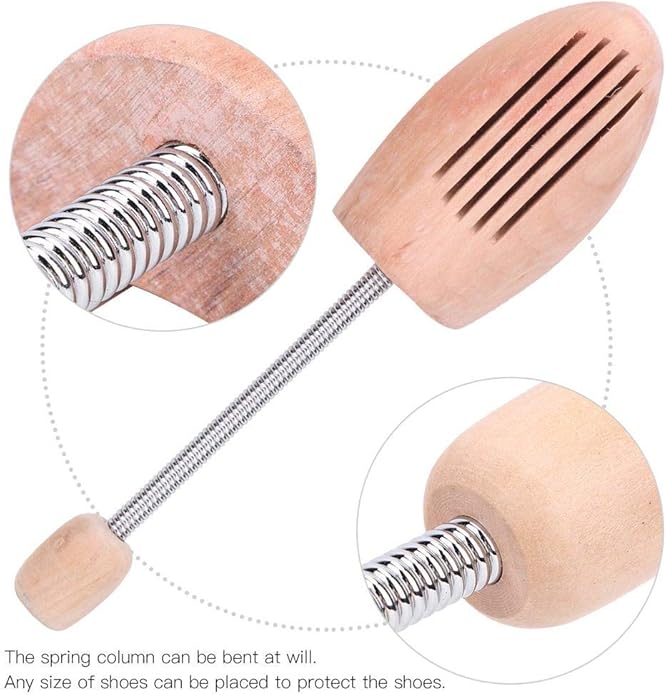 Pssopp 2Pcs Wood Shoes Tree, Shoe Stretcher Spring Anti Deformation Expanding Shoes Tree Shoe Shaper for Men Women(35 36)
