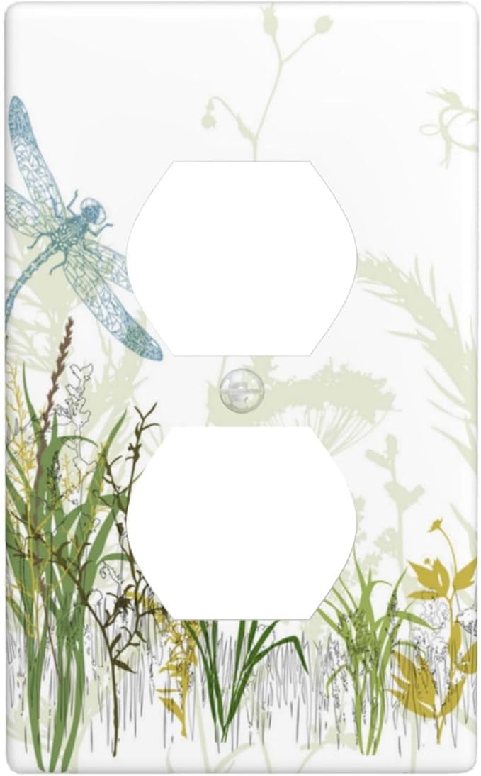 Wild Flower Dragonfly 1 Gang Duplex Light Switch Cover Plates Decorative Electric Outlet Covers Decorator Wall Switch Plate Receptacle Plug Covers 4.5 * 2.76 Inches