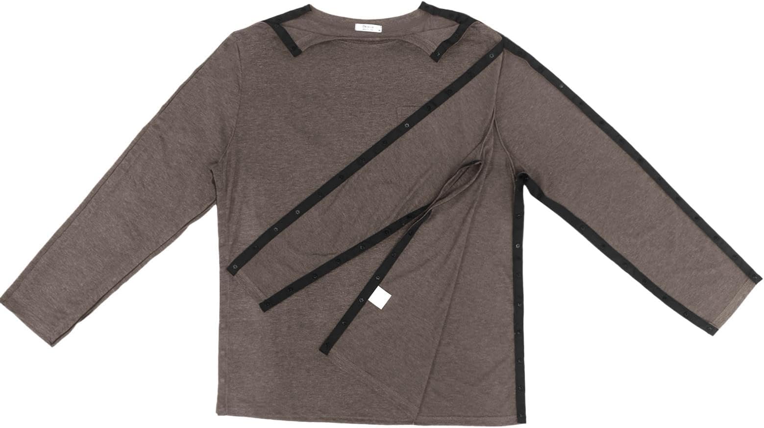 Deyeek Men's Post Shoulder Surgery Recovery Shirts Full Tear Away Long Sleeve Snap Chemo Port Access Shirt