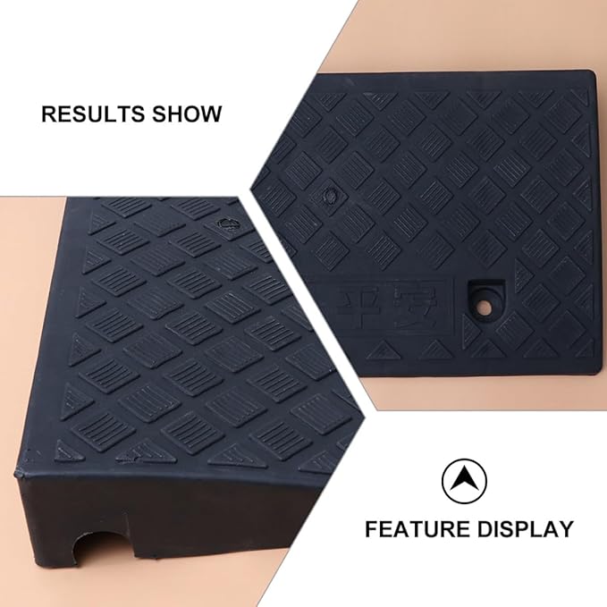 Rubber Threshold Ramp Mat 50X27X11Cm Black Portable Slope Ramp Cushion for Wheelchair Access and Home Steps for Mobility Assistance