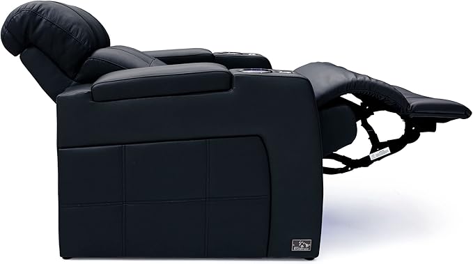 Seatcraft Kodiak Zero-Gravity CoolZero Italian Leather Home Theater Seating, Powered Headrest, Powered Lumbar, Powered Recline, Row of 4, Black