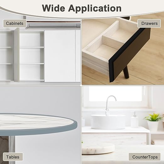 U-Shape Edge Banding, 1.57 Inch x 16.4 FT Self Adhesive Rubber Edge Trim Flexible TPE Corner Protector for Desk/Shelves/Furniture/Countertop/Table/Cabinet/Plywood [Gray]