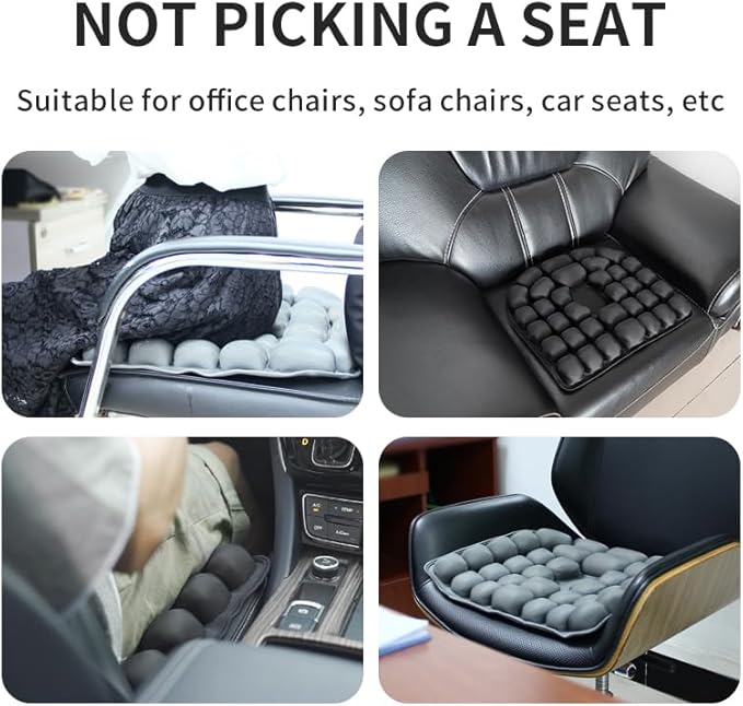 1Pcs 3D Air Inflatable Pressure Relief Cushion,Airplane seat Cushion for Long Flights,Press Type air Inflatable Wheelchair seat Cushion for Car,Office,Stadium,Ergonomic Comfort Support,Seat Cushio
