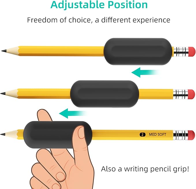 ELETIUO 5-Pack Weighted Pencil Grips – 1oz Silicone Handwriting Aid for Kids, Elderly & Special Needs – Improves Penmanship for Autism,ADHD,Tremors,Dyspraxia & Fine Motor Skills