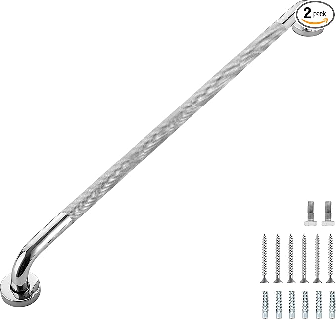 Grab Bars for Shower, 2 Pack 32-Inch Anti Slip Shower Handles for Elderly, Safety Shower Grab Bar, Stainless Steel Handicap Grab Bars for Bathroom (Polished Nickel 1" Diameter)