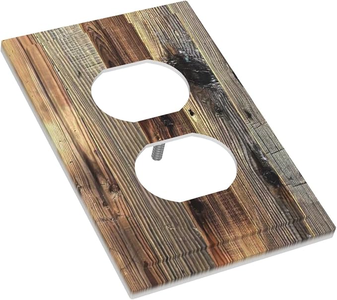 Barn Brown Wood Rustic Weathered Wood Print Outlet Covers 1 Gang Duplex Light Switch Cover Decorative Switch Plates Electrical Receptacle Faceplate Wall Plate for Farmhouse Home Decor