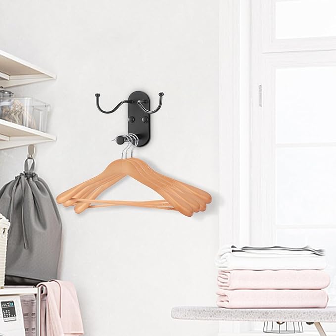 Clothes Hanger Storage, Clothes Hanger Storage Organizer, Damage Free Hanging Wall Hangers for Hanging in Living Spaces, Black