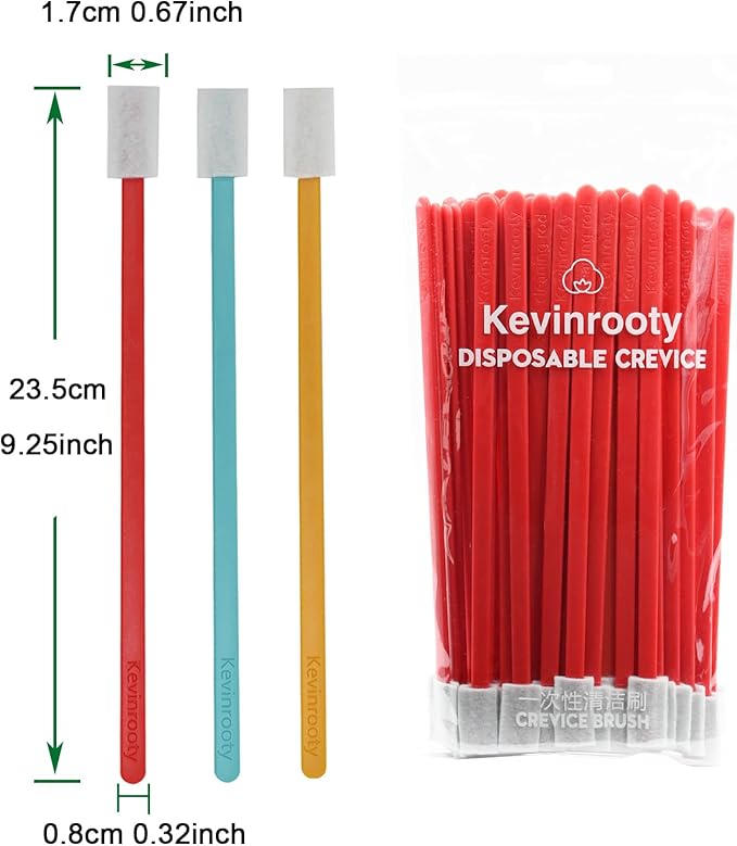 50pc Crevice Cleaning Brush Tool Kit - Disposable Toilet Brush & Seat Cleaner (Red)