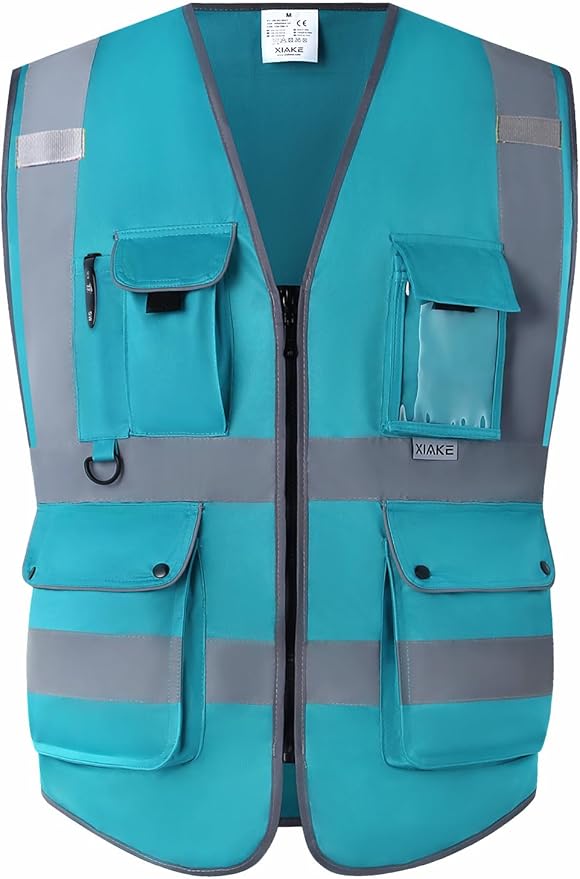 XIAKE Reflective Safety Vest for Men & Women High Visibility Class 2 Vest with Pockets Meets ANSI Standards