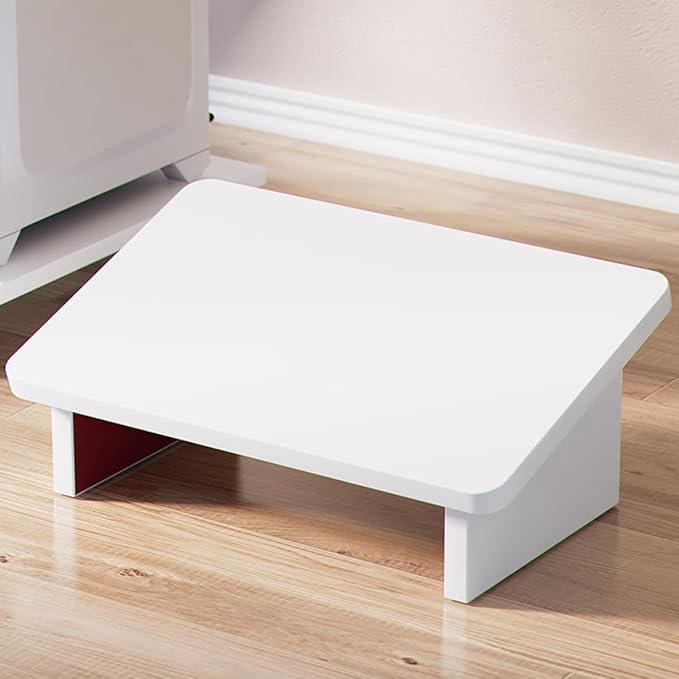 COHEALI Wooden Footrest Stool Warm White Multi-Functional Ergonomic Step Stool for Office Home Use Lightweight Stable Support for Foot and Back Comfort