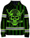 Matedecor Skull US Flag Reflective High Visibility Hoodie For Men Construction Hi Vis Safety Workwear Custom Name