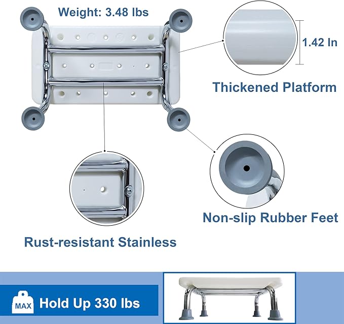 Aliseniors Step Stool for Adults with Non-Skid Platform and Rubber Feet, No Assembly 1 - Step Foot Stool for Kitchen, Toilet and high Bed, Holds up to 330 lbs