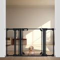 WAOWAO Clear Baby Gate for Stairs Modern Design Acrylic Auto Close Pet Gate, 48.42-57.08" Wide Safety Baby Gate for Doorways,Black Clear Dog Gates Indoor, Hallways,Kitchen